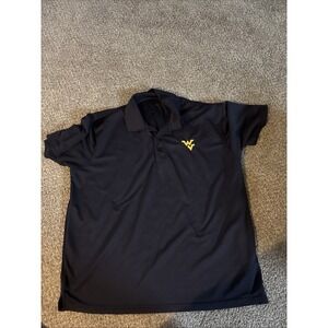 Mens Vansport Black Short Sleeve Polo West Virginia Mountaineers Size Large‎